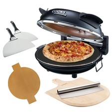Authentic Stone Baked Pizza Maker Oven Bamboo Chopping Board Cutter Set Black