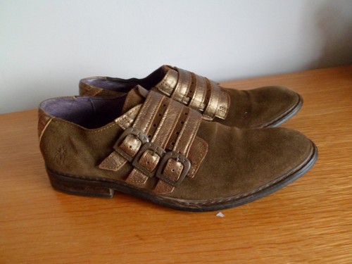 Olive green suede metallic - green, &