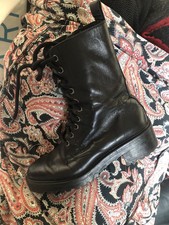 Massimo Dutti Ladies Size 3.5 36 Black Leather Lace Up Ankle Boots