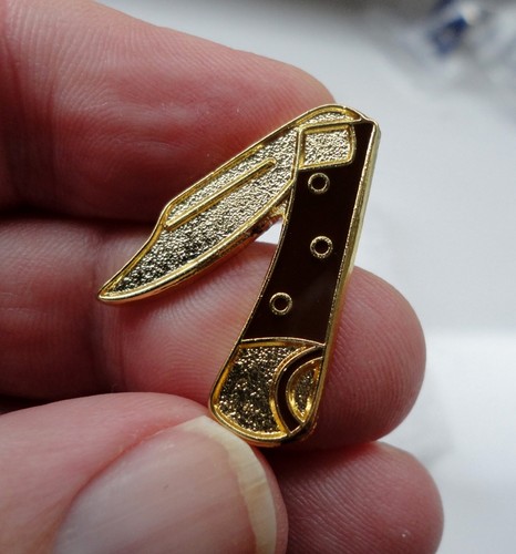 Brown gold enamel penknife - brown, pin