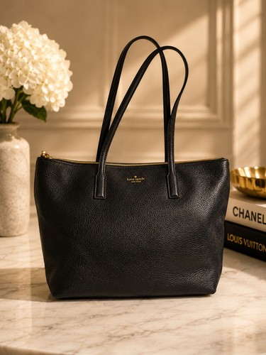 Kate spade black leather - kate, tote