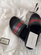 Gucci Web Rubber Slide Sandals