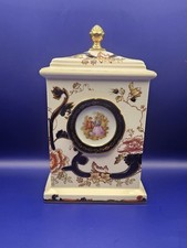 Masons “Blue Mandalay” Mantel Clock Ornament with Limoges Miniature Plate Insert