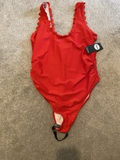 Boohoo Red Maternity Scalloped Swimsuit Size 12