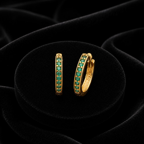 9ct yellow gold emerald hoop - yellow,