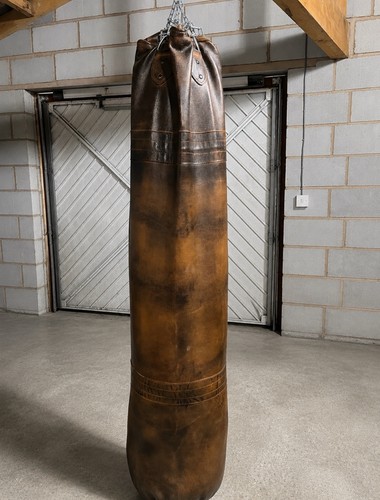 Leather punch bag - leather, (filled)