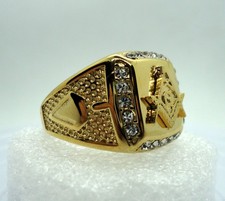 Pre-Owned Freemason Metal Ring Square Compass 22mm diameter Ex Condition Size y