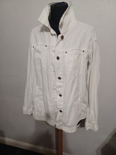 Womens Denim Jacket.SizeL.White. Stylish. 4 Pockets. Metalic buttons. Good cond.