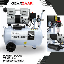 Silent Air Compressor Low Noise 24 Litre Oil Free Gearzaar Professional Tool