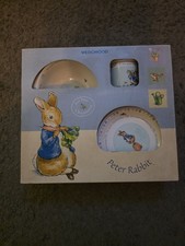 2005 Wedgwood Peter Rabbit 3 Pc Christening Set Plate Bowl Cup NEW
