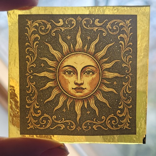 Stained glass sun piece - piece, amber