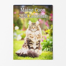 Maine Coon Cat Wall Calendar - A3 or A4 Cat Lovers Monthly Planner 2026