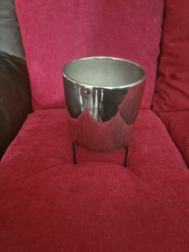 Chrome plant pot - chrome,