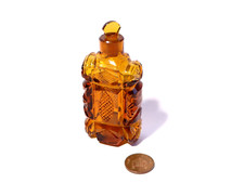 Victorian 19thC Amber Coloured Facetted Cut Glass Scent / Perfume Bottle  #BCB