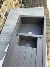 Cooke & Lewis Ising Grey Resin 1.5 Bowl Sink & drainer 500mm x 1000mm(sink only