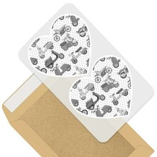 2 x Heart Stickers 7.5 cm - BW