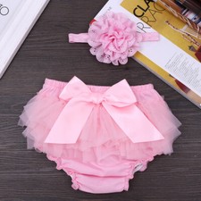 Baby Girls Frilly Bloomers Knickers Birthday Flower Diaper Cover Photo Prop Bow