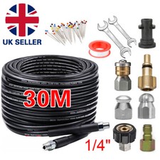 Sewer Jetter Kit 30M for Pressure Washer Cleaner Hose 5800PSI NPT1/4" Cleaner.
