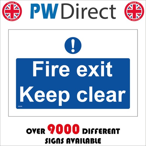 Sign fire exit keep clear - exit,