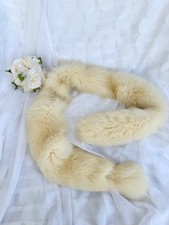 Vintage Genuine White Fox FUR Boa scarf stole 60" Luxury hand made 60's one tail