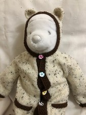 Hand Knitted New-born Baby Teddy Bear Cardigan & Mittens £9.99 + P&P