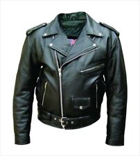 Men's Classic Leather Motorcycle Jacket Biker Style Chopper Police Coat 