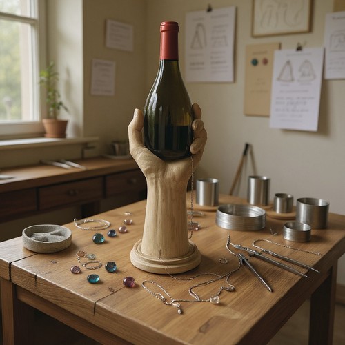Hand wine bottle holder 32cm - wine,