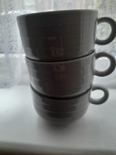 Hornsea Swan Lake Coffee Cups x 3.  1970s Vintage Concept Pottery White Grey