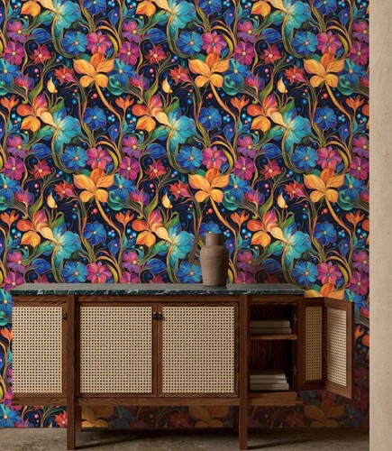 Retro colorful floral peel - colorful,