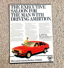 LANCIA GAMMA BERLINA - FRAMEABLE COLLECTIBLE ORIGINAL CLASSIC CAR ADVERT