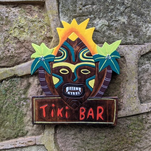 Wooden tiki bar sign - tiki,