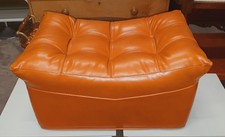 VINTAGE 1970'S VINYL FOOTSTOOL  POUFFE           FREE UK POSTAGE