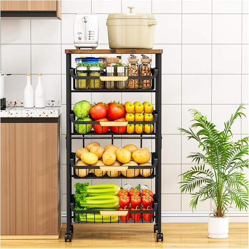 Tier kitchen trolley on - 5-tier,