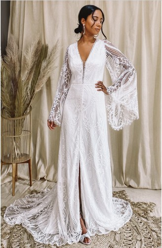 Boho long sleeve wedding - long,