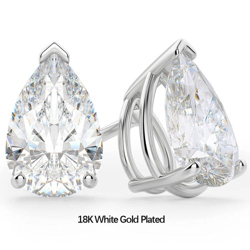 4ct earrings pear cut - cut, white