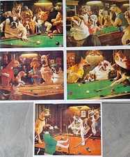Set of 5 Dogs Playing Pool