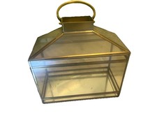 Large  Brass & Glass  Barn Lantern Candle Holder 12x6x11/15 inches