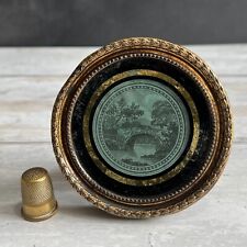 Miniature Georgian Pocket Watch Paper Rural Scene Circa 1790 Pressed Brass Frame