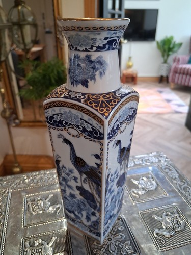 Blue and white - and, peacock