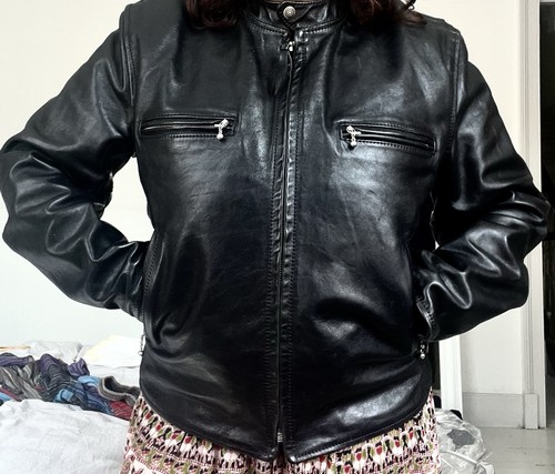 Black aero leathers wool - wool, lined