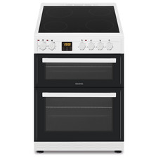 electriQ 60cm Twin Cavity Electric Cooker with Ceramic Hob in White