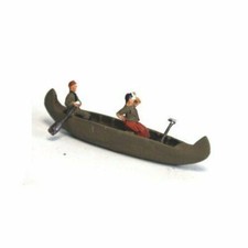Canadian Canoe with 1 paddler and one figure mopping brow OO scale Langley F266