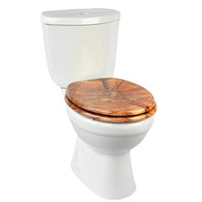 18" MDF Toilet Seat Petrified Wooden Universal WC Bathroom + Easy Fit