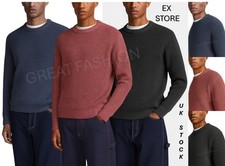 EX STORE Mens Chunky Knit Jumper Crew Neck Thick Sweater Cotton Winter Zara NEW
