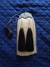 WHITE HORSE HAIR SPORRAN ORIGINAL BAGPIPER LONG KILT SPORRAN USED TWICE