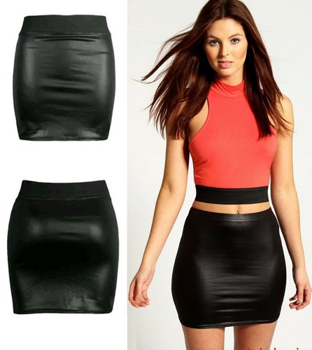 Women ladies wet look faux