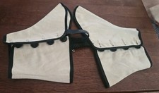 Vtg 1920s 30s 1 Pair Men Women Spats Canvas Beige Black Foot Straps 4 Buttons 