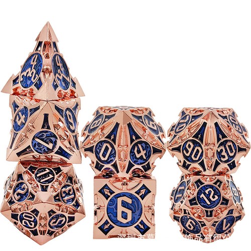 Solid metal dice - metal, (7)