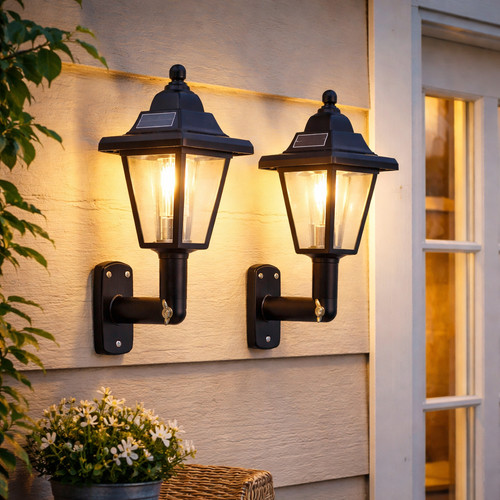 2pc solar wall lantern - lantern, lights