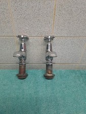 Pair of Vintage  Chromed Hot & Cold  Brass Sink/Bath  Taps For Restoration